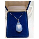 Vintage Silver Tone Wedgwood Blue Jasperware