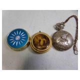 Vintage Luxury Silver Tone Pocket Watch Embossed