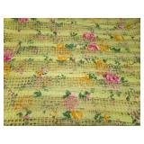 2?-Yards Pale Green Lattice Fabric with Flower