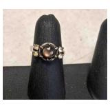 Vintage Silver Tone Central Black Pearl Like Stone