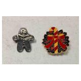 Vintage Christmas Enamel Holly Wreath Candy Cane