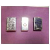 3 Zippo Lighters - 1 Personalized Broken Lid SEE