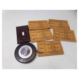 1962 Dark Brown Textured Design 6 Light Switch