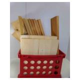 Red Plastic Crate FULL of Wood Pieces
