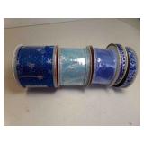 Blue Ribbons - Wide Ribbon is Wired Edge & Skinny