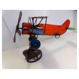 Hand Made Metal Art Biplane Heavy Rock Base &