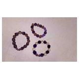 3 Purple Beaded Bracelets