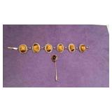 Vintage Gold Tone Oval Tiger