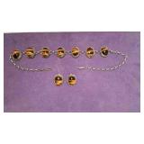 Vintage Silver Tone Oval Tiger