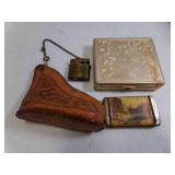 Vintage Gold Tone Aluminum Cigarette Case & OLD