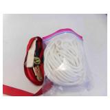 Red Ratchet Tie Down Strap & White Rope