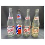 3 Vintage 12 Oz Pepsi-Cola Soda Bottles Clear