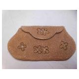 Vintage Pearl Beaded Clutch Handbag Floral Design