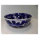 Vintage Serving Bowl Hand Painted Cobalt Blue