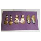 3 Pair Metal Dangle Earrings