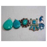 4 Turquoise COLOR Necklace Pendants