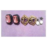 3 Pair Vintage Costume Earrings