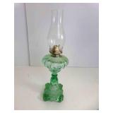 Vintage Green Depression Glass Kerosene Oil Lamp