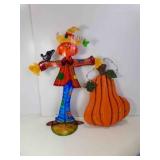 Wood Pumpkin Wall Hanging & Metal Jack O