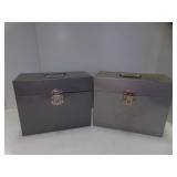 2 Metal Storage File Boxes - 1 is Bent & Hard to