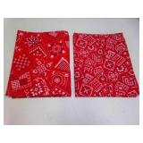 2 Pieces Red Bandana Cotton Fabric - SEE PICS