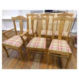6 Vintage Oak Chairs-1 Captains Chair-5 regular