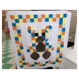 Baby Finished Quilt Top w/backing-Minky Teddy