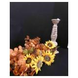 Terra Cotta Candle holder 21" tall, Fall Silk Flow