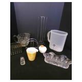 Glass Water pitcher American Fostoria?, napkin sta