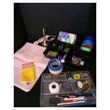 Desk Organizing Trays, masking tape, price sticker