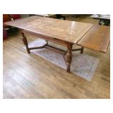 Vintage Wood Dining room Table-folds out 38"x90"