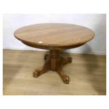 42" Round Oak Table Vintage, Claw Foot base