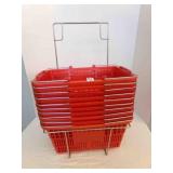10 Red Hand Held Shopping Baskets w/stand