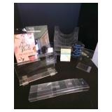 Assorted Acrylic Stands, paper sorter, Card holder
