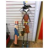 Halloween Metal  Kitty Cat 54", Uncle Sam wood 34"