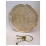 17ï¿½" Gold Serving Platter-Composition, Metal Keys
