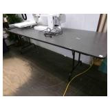 8 Ft Folding table-Gray top--HEAVY-has some scratc
