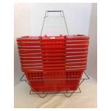 10 Red Hand Held Shopping Baskets w/stand