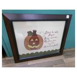 Embroidery & Applique Pumkin wood Framed w/glass