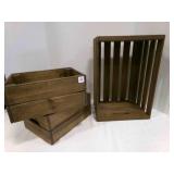 3 Wood Storage Boxes Largest 12"x9"x18"