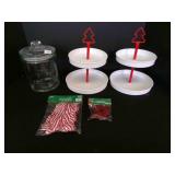 Gingerbread Bakery Jar w/lid, 2 Tiered Metal stand