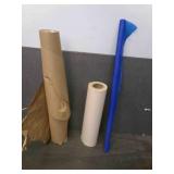 2 rolls of paper for packing, partial roll of blue