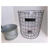 15" tall Wire Storage Basket, small Bucket