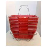 10 Red Hand Held Shopping Baskets w/stand