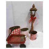 Christmas Dï¿½cor-3 Plaid metal Decorative Buckets