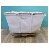 Vintage Canvas Basket Moving Truck Cart-wood