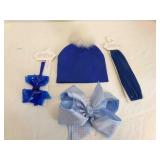 Blue Set-Baby Cap, Bows, Head band
