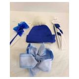 Blue Set-Baby Cap, Bows, Head band