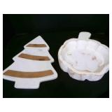 Marble Christmas Tree Charcuterie Board, Wood Pump