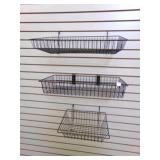 3-Gridwall & Slatwall shelving  baskets 24" & 15""